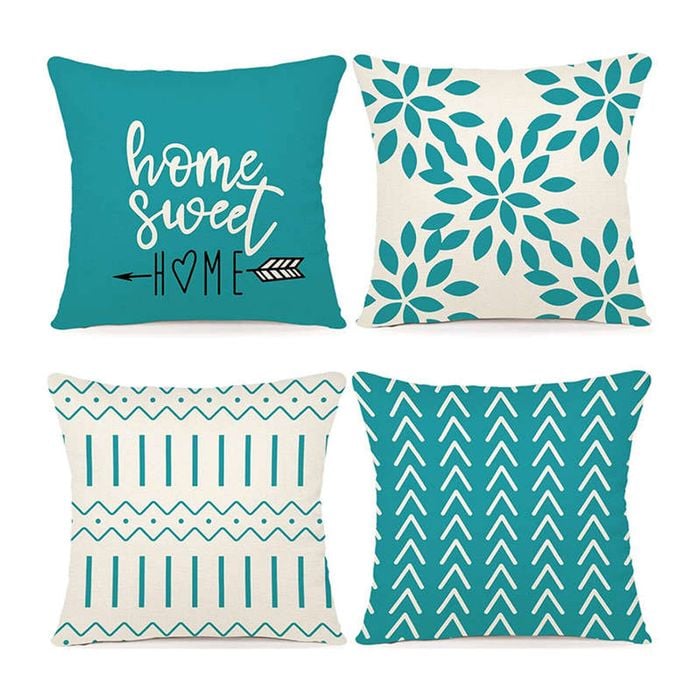 Catzon 4 Pcs Modern Throw Pillow Covers Geometric Flower Pattern for Couch