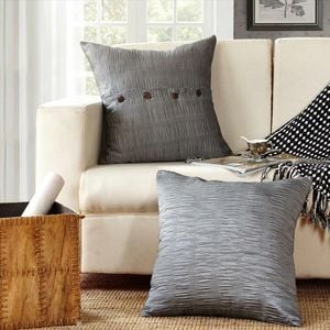 CottonMore 2pcs of Seersucker Cushion Covers Grey 45x45cm