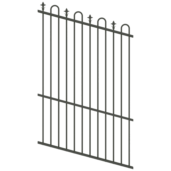 ProtectorAl 0350-1200W x 1800H Woodland Grey Loop & Spear Top Pool Fence Panel Raked Up to 15º