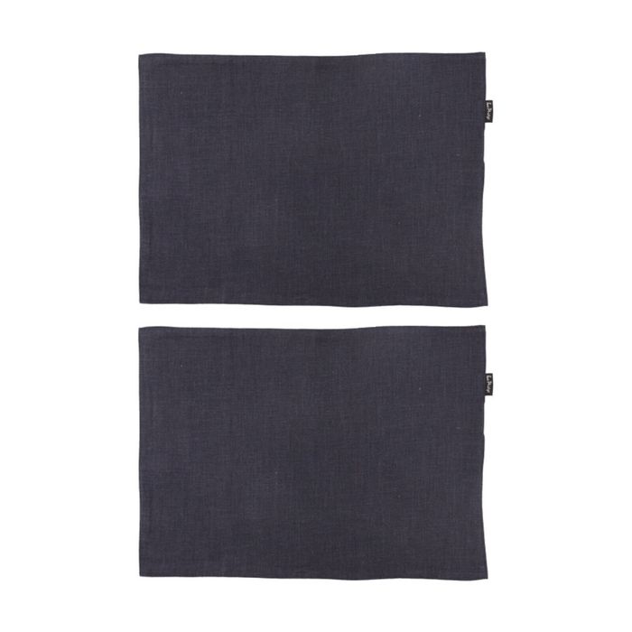 2x 4pc Bas Phillips Linen Tencel Placemat Set Tableware Navy 33x45cm