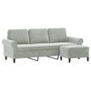 vidaXL 3-Seater Sofa Couch with Footstool Sofa Chair Settee Light Grey Velvet