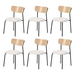 Oikiture 6PCS Dining Chairs Padded Lounge Seat Corduroy Beige