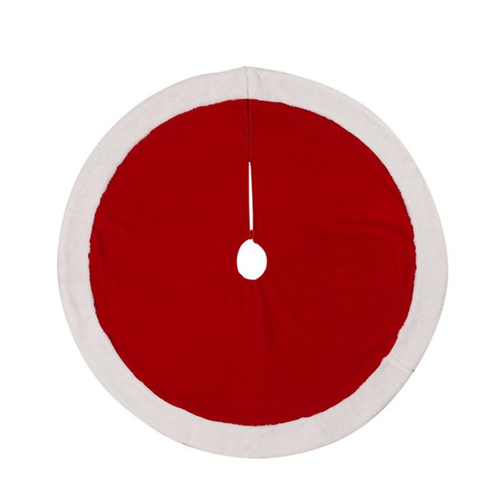 Catzon Red Christmas Tree Skirt 48inch Flocking Xmas Tree Mat