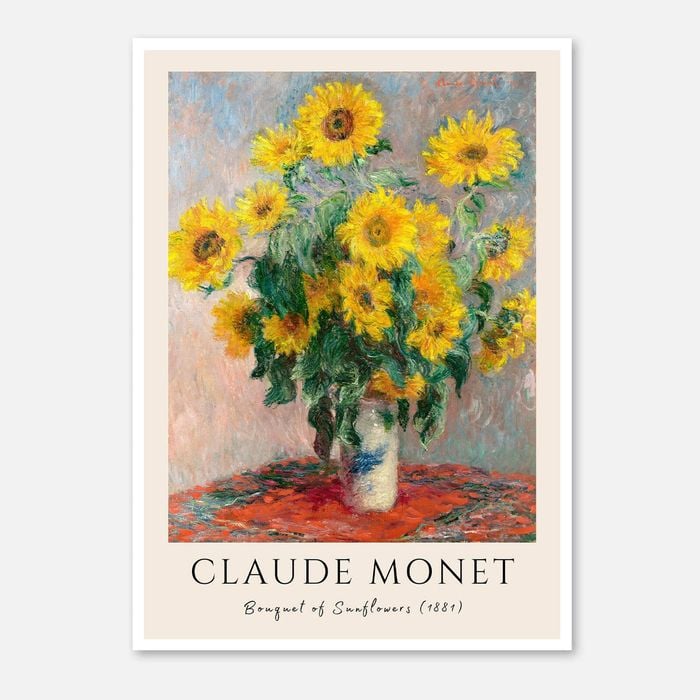 Galrie Claude Monet's Vibrant Bouquet of Sunflowers - Classic Impressionist Art Print, Poster Only, 70 x 100cm (28 x 40inch)