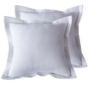 CottonMore 2pcs of Bamboo Cotton White Waffle European Cushion covers 65x65cm