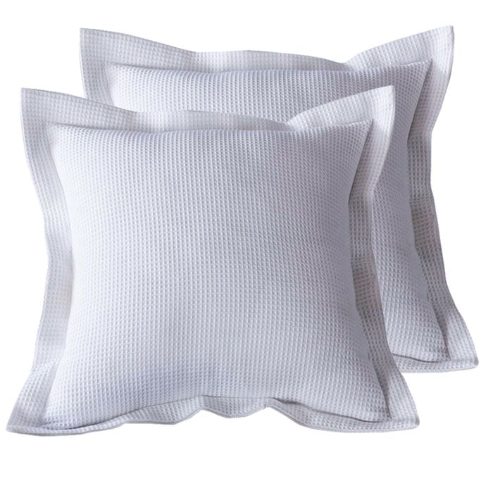 CottonMore 2pcs of Bamboo Cotton White Waffle European Cushion covers 65x65cm