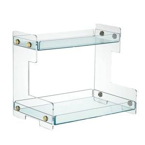 Catzon 2-Tier Countertop Organizer Shelf Acrylic for Bathroom Kitchen-Cyan