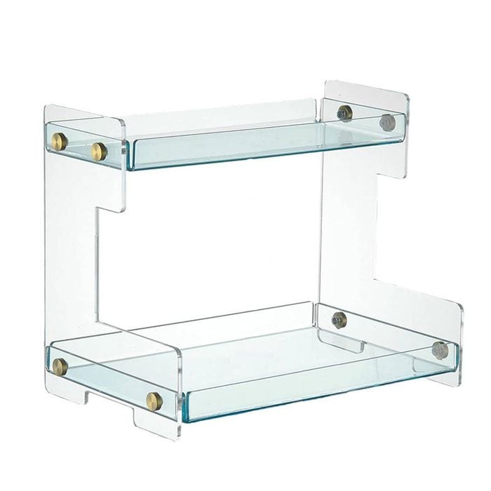 Catzon 2-Tier Countertop Organizer Shelf Acrylic for Bathroom Kitchen-Cyan