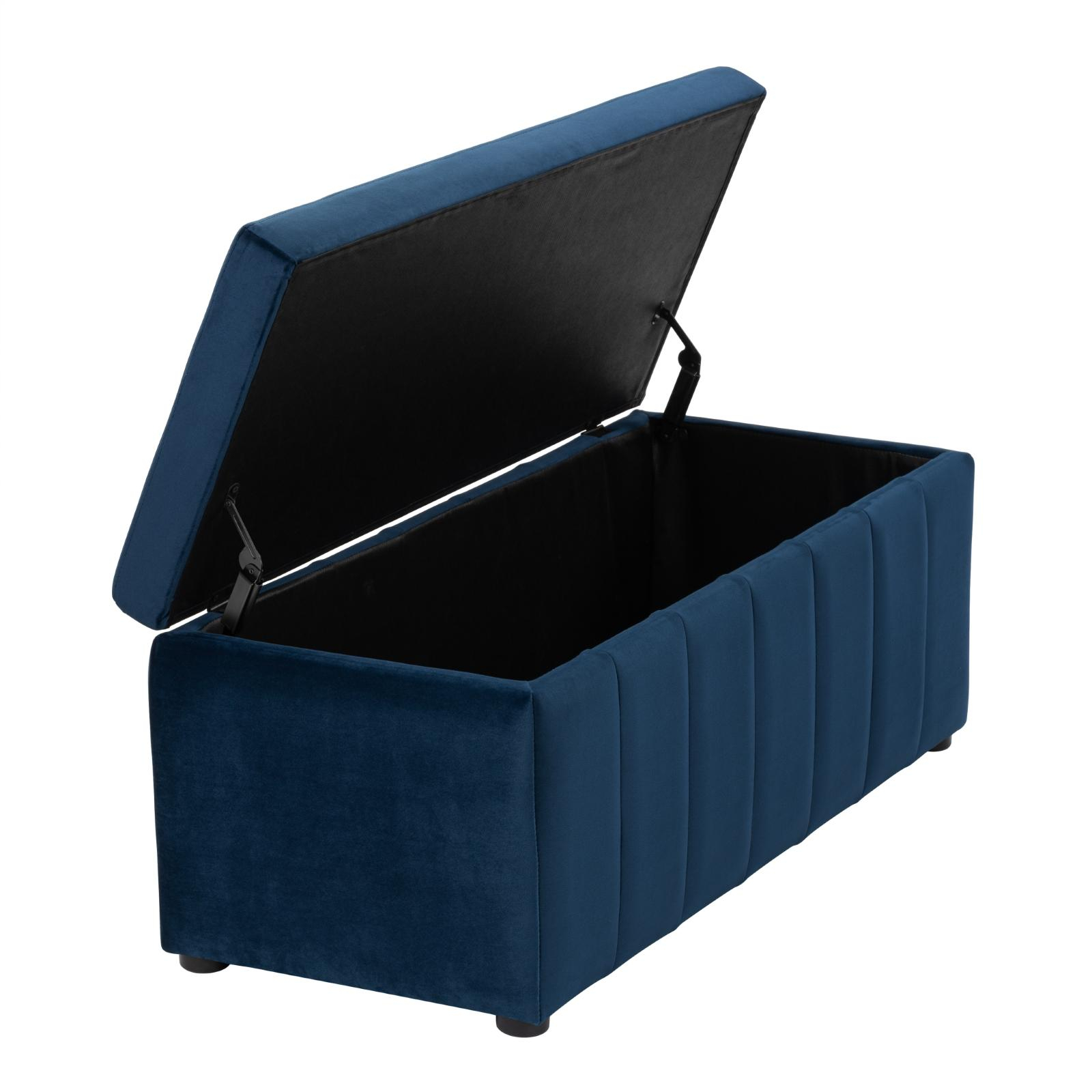 Becca Storage Ottoman Blanket Box Lounge Bench dark blue velvet Bunnings Australia