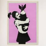 Galrie Banksy Bomb Hugger Art Print Iconic Street Art from 2003, Wood Frame, A4 21 x 30cm (8 x 12inch)