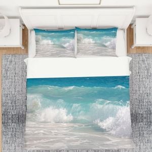 3D Blue Waves 280 Bed Pillowcases Quilt King Single Size