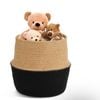 Yarra Textiles Multi-purpose Jute/Cotton pot storage basket Dec'or (25 Cm X 25 Cm X 25 Cm) Beige-Black