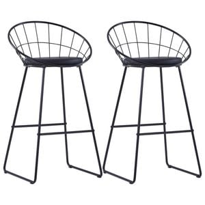 vidaXL Bar Chairs 2 pcs Black Faux Leather