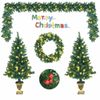 Costway 4PCs Christmas Decoration Set Wreath Garland 2 Xmas Trees w/200 LEDs