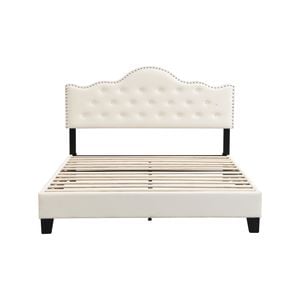 IHOMDEC Upholstered Button Tufted Queen Bed Frame BEF05 Beige