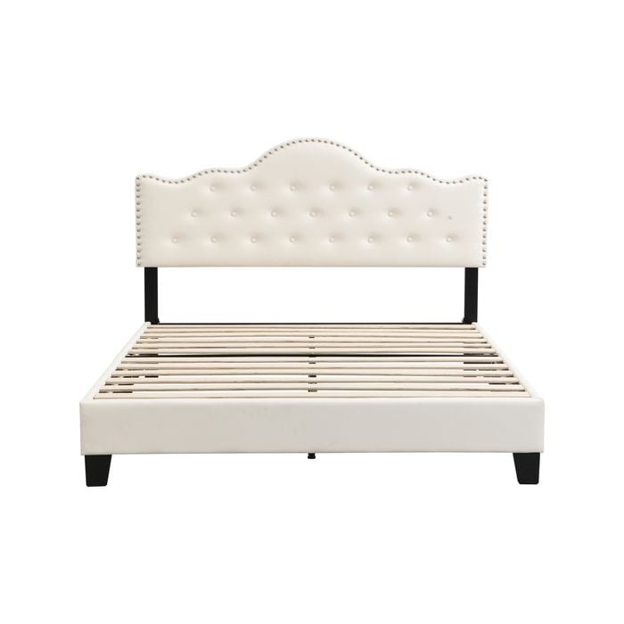 IHOMDEC Upholstered Button Tufted Queen Bed Frame BEF05 Beige