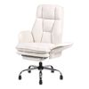 Ufurniture Criss Cross Chair,teddy Fleece,adjustable Height Office Chair With Armrests & Footrest,wide Seat,white