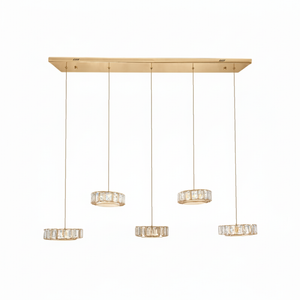 Element Lighting IAN 5 Light Crystal Pendant Tri-colour LED (Gold)