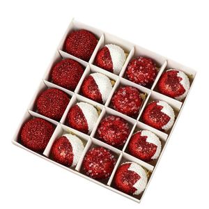 Catzon 16 Pcs Shiny Christmas Balls 6CM with Sequins Foam Hanging Ornaments for Holiday-Red