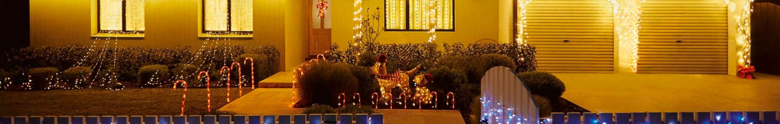 front garden with christmas lights