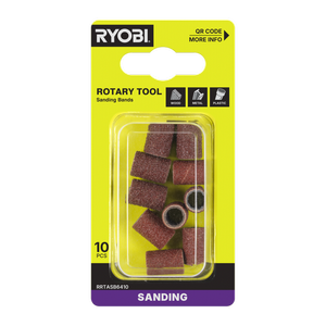 Ryobi Rotary Tool 6.4mm Mixed Grit Sanding Bands 10-Pack 