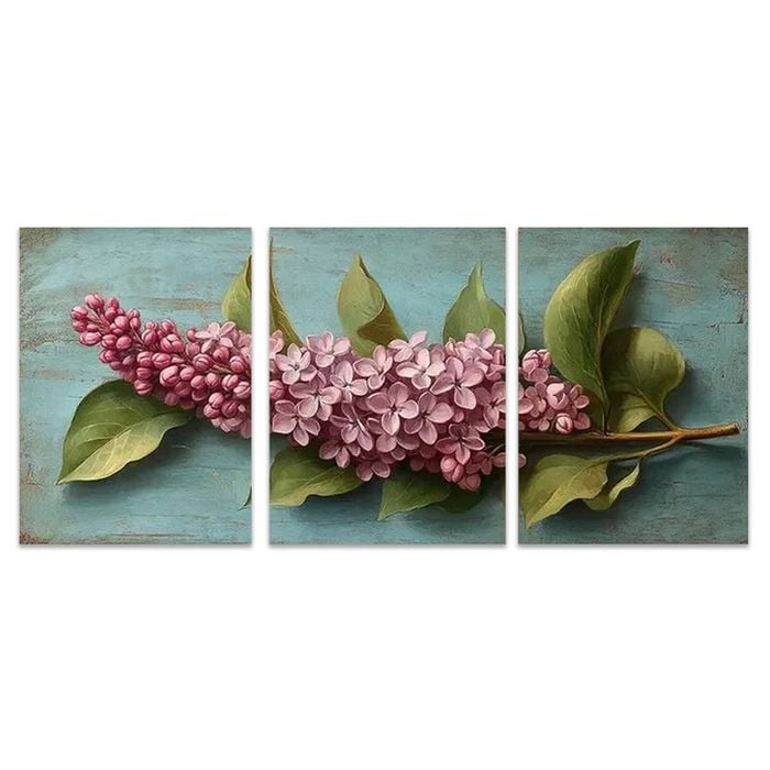 3pcs Botanical Lilac Floral Illustration Print 100% Australian Made 3 x 40x60cm (Metal Print)
