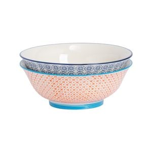 Nicola Spring Patterned Salad & Fruit Ceramic Serving Bowls, 20cm - Set of 2