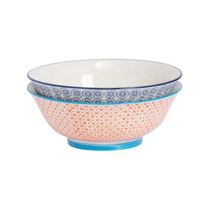 Nicola Spring Patterned Salad & Fruit Ceramic Serving Bowls, 20cm - Set of 2