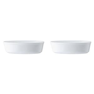 2x Mikasa Chalk Kitchen Tableware Dining Porcelain Oval Pie Dish, 18cm, White