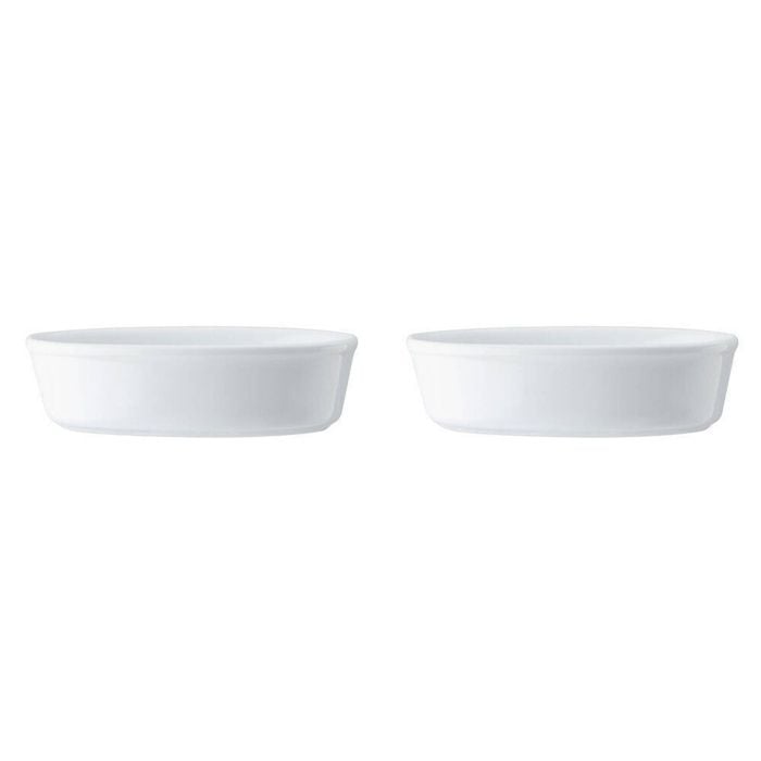 2x Mikasa Chalk Kitchen Tableware Dining Porcelain Oval Pie Dish, 18cm, White