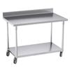 Soga 120cm Stainless Steel Bench with Backsplash & Wheels
