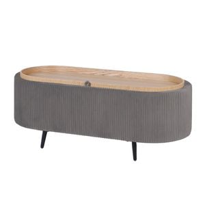 La Bella Grey Coffee Table Storage Ottoman - Velvet Blanket Box Bench IRENE