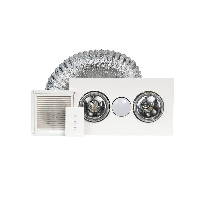 HPM 3-In-1 2-Lamp Ducted Bathroom Heater Exhaust Fan