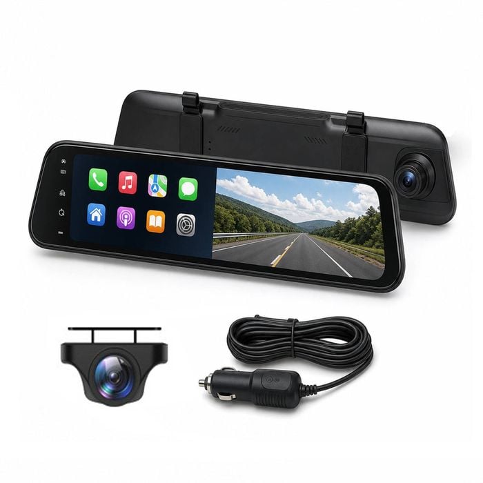 4K Streaming Mirror Wi-fi Dash Cam With Wireless Carplay And Android Auto