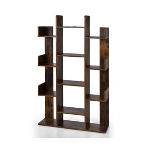 Costway 13-Shelf Industrial Bookcase Side Storage Shelf - Rustic Brown