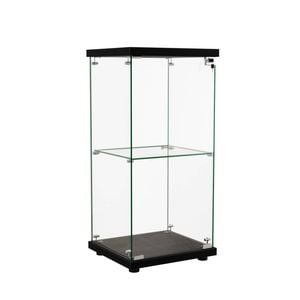 Stacked Display Cabinet Collection Storage Tempered Glass 2 Tier -  Black