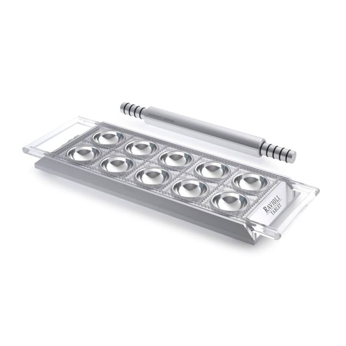 Marcato Aluminum Ravioli Tablet w/ Rolling Pin - Silver