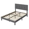 Levede Double Upholstered Bed Frame with Panel Headboard   - Dark Grey