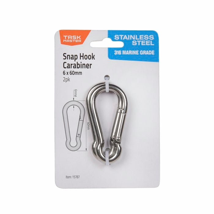 Taskmaster 6 x 60mm 316 Stainless Steel Snap Hook