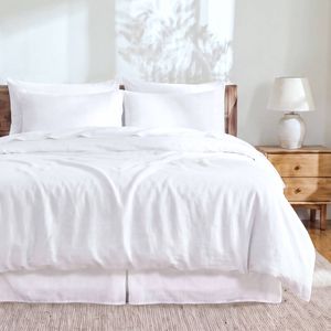 Dreamaker Linen Cotton Quilt Cover Set White - Double Bed