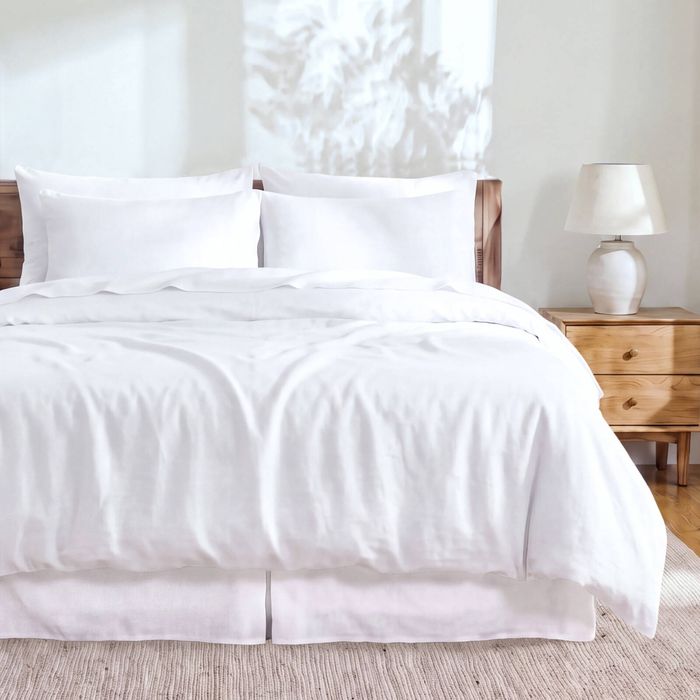 Dreamaker Linen Cotton Quilt Cover Set White - Double Bed