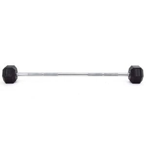 Smai Fixed Barbell Pump Bar 10kg - Rubber Hex - Silver