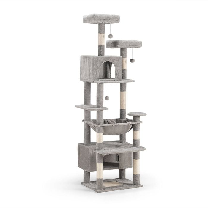 Petzly Cat Tree Tower Scratching Post Scratcher Condo House Bed 180cm Grey