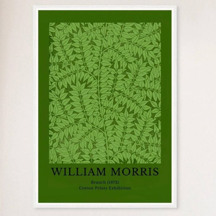 Galrie William Morris Cotton Prints Exhibition Branch 1872 - Timeless Art for Home Decor, White Frame, 70 x 100cm (28 x 40inch)