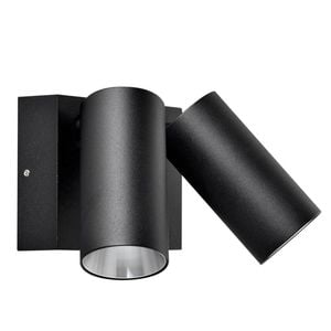 CLA Lighting Sec Surface Mounted LED Tri-CCT Double Adjustable Wall/Pillar Light (Matt Black) IP65 without Sensor