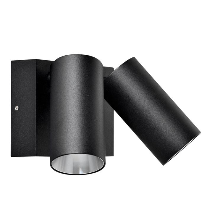 CLA Lighting Sec Surface Mounted LED Tri-CCT Double Adjustable Wall/Pillar Light (Matt Black) IP65 without Sensor