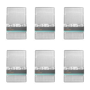 6PK Topchef Coated Iron Kitchen Baking Cooling Rack Tray 29x43cm Black