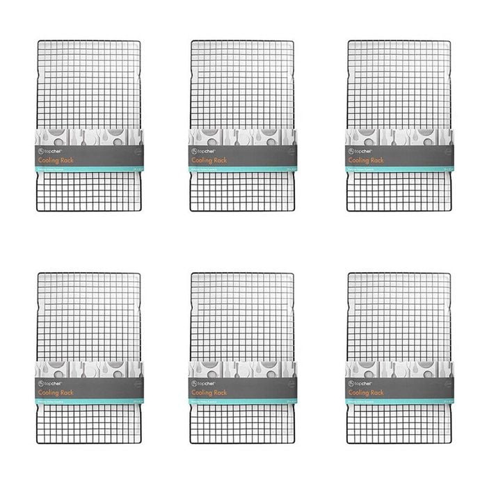 6PK Topchef Coated Iron Kitchen Baking Cooling Rack Tray 29x43cm Black