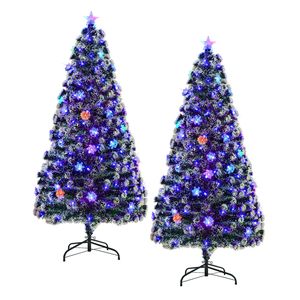 Tinseltown 2PCS LED Christmas Tree 6FT 1.8M Xmas Optic Fibre  Multi Colour 230 Tips