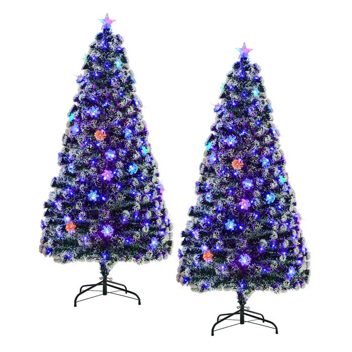 Tinseltown 2PCS LED Christmas Tree 6FT 1.8M Xmas Optic Fibre  Multi Colour 230 Tips